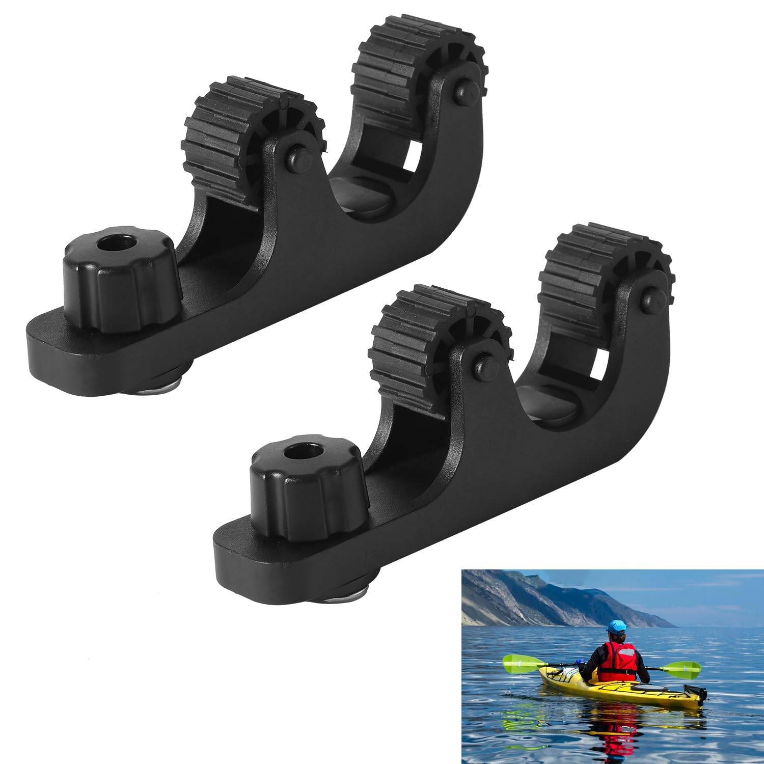 NQEUEPN 2pcs Kayak Paddle Holders, Universal Kayak Oar Holder Clip Convenient Bracket to Secure Paddling Kayak Keeper Track Mount Accessories for Fishing Kayaking Canoe Boat
