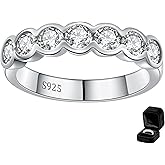 LOIPURI Moissanite Wedding Anniversary Rings for Wife Sentimental Thank You Gifts, 2.1CT Moissanite Half Eternity Ring Band, D Color VVS1, 925 Sterling Silver, White Gold Plated