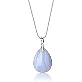 AMORWING Stainless Steel Teardrop Healing Crystal Necklace