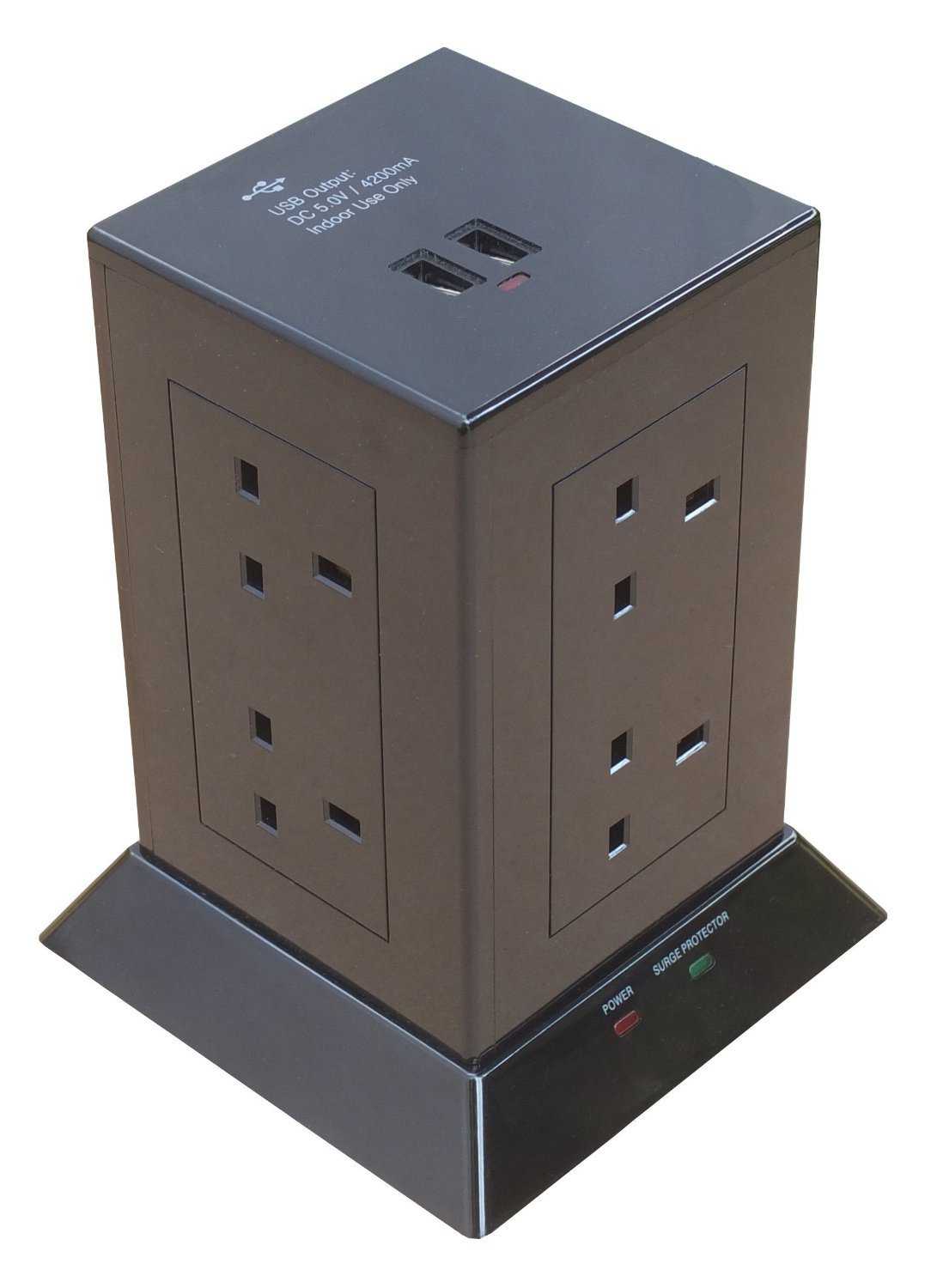 8/9 Gang Socket Extension Lead with 2 USB Ports with Surge Protection 13 amp 1.5 Metre (BLACK 8 Gang)