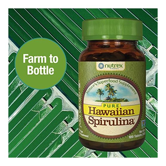 Pure Hawaiian Spirulina500 mg Tablets 100 Count Natural Premium