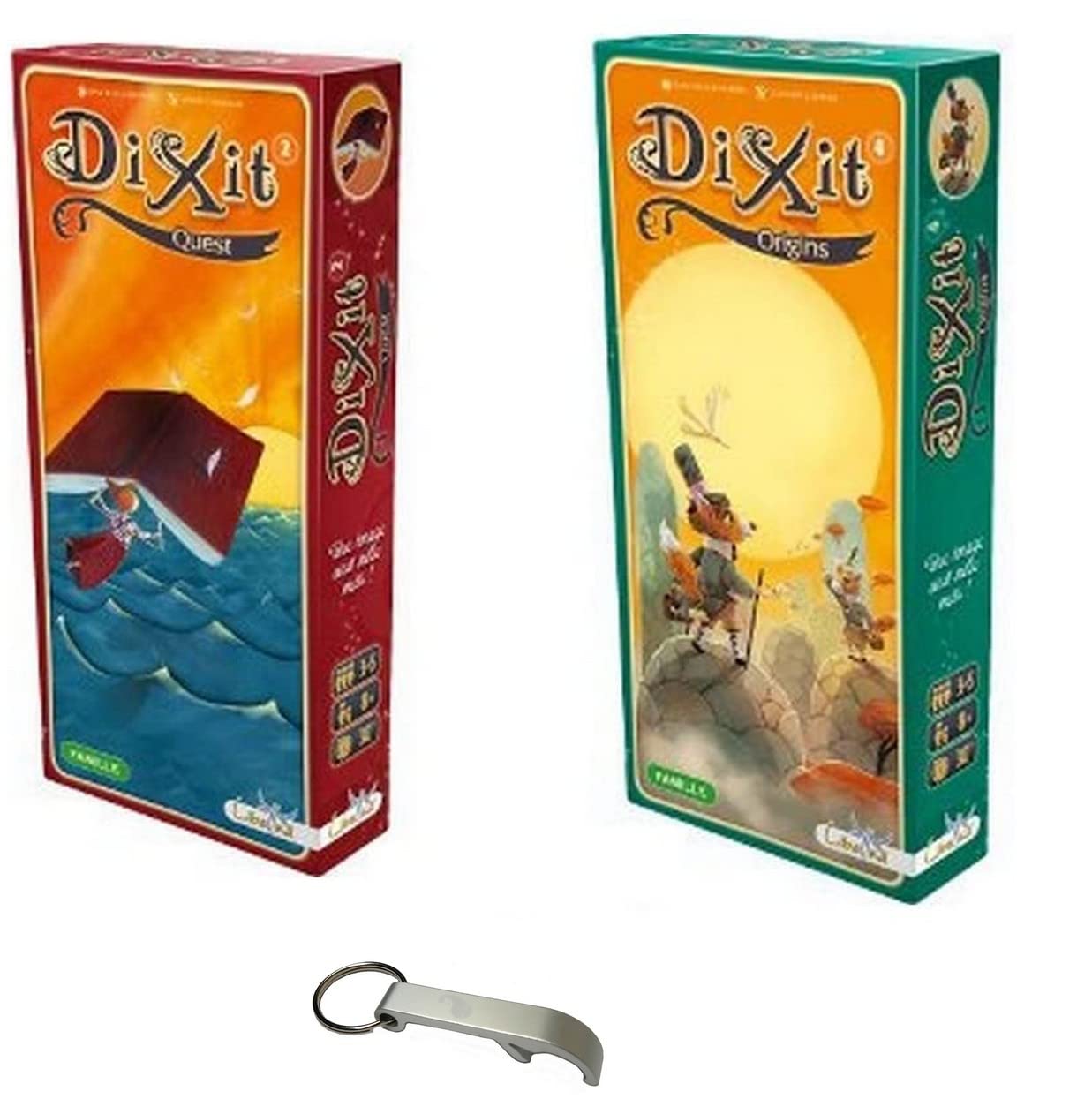 Blumie Shop Dixit Extensions Set: Origins + Quest + 1 Blumie Bottle Opener - Card Game - Age 8+