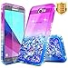 Galaxy J7 Prime Case, J7 Sky Pro /J7 V /J7 Perx/Galaxy Halo w/[Tempered Glass Screen Protector], NageBee Glitter Liquid Quicksand Sparkle Shockproof Cute Case for Samsung Galaxy J7 2017 -Purple/Blue