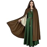Gesranxs Medieval Cloak with Hood Men Women,Renaissance Hooded Cape for Hobbit Halloween Costume Cosplay Wizard Witch Cloak