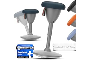 XJ-HOME Height Adjustable Active Motion Stool, Standing Desk Wobble Stool, Ergonomic Stand Perch Sit Rotate 360° Balance Stool with Cushion & Non-Slip Base for Office Home Classroom, Grey