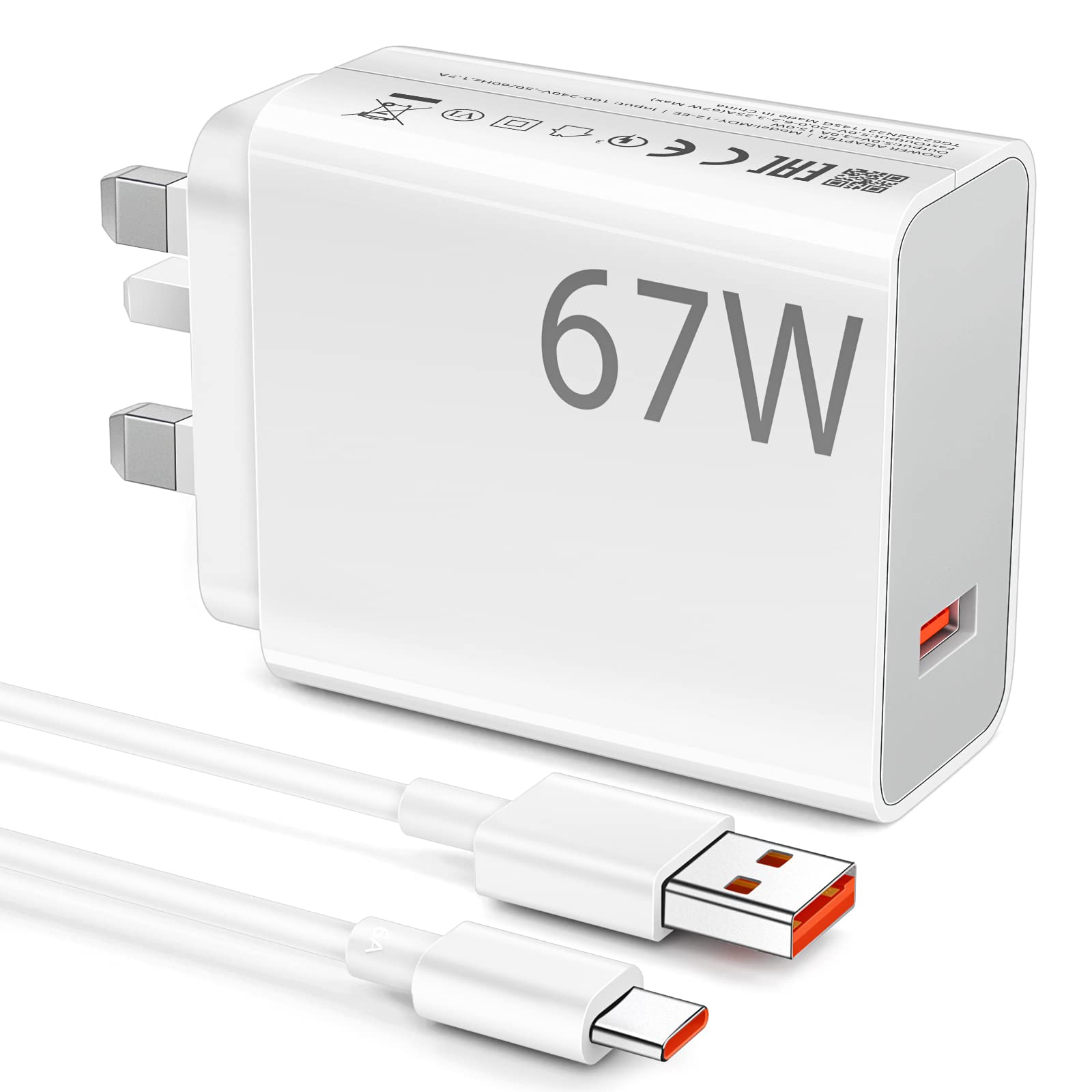 67W Fast Charger Plug for turbocharger for Xiaomi Redmi Note 14s 14 13 Pro+ 12, ACAGET Charger, 6A/1M USB C Cable Type A Wall Charger UK Charge for Xiaomi 15T 15 14T 13T 13 Lite 13 Pro 12 for POCO X7