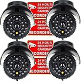 VideoSecu 4 x Dummy Security Camera Fake Bullet Cameras Infrared LEDs Flashing Light Home CCTV Surveillance 1QU