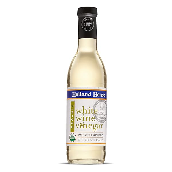 HOLLAND HOUSE ORGANIC WHITE WINE VINEGAR, IDEAL FOR A MARINADE, VINAIGRETTE AND FOR COOKING, 12 FL OZ