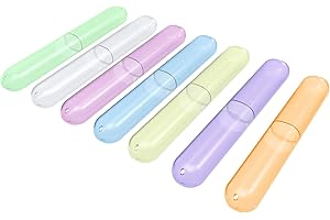 MANSHU 7 Pack Travel Toothbrush Case, Plastic Portable Toothbrush Holder for Traveling, Camping, Business, Home, School.