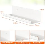 WELDUN Floating Shelf Set of 2 32 cm Wall Shelves No Drilling White view 3