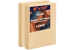 DJAR Wood Canvas Panels 8" x10'', 2 Pack – Ideal for Paint Pouring, Acrylic, Oil Painting, and Art Crafts