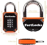FortLocks 2-Pack 4-Digit Padlocks Weatherproof Heavy-Duty Zinc Alloy view 2