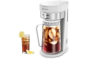 LITIFO Iced Tea Maker and Iced Coffee Maker Brewing System with 2.5-quart Pitcher, sliding strength selector for Taste Customization, Stainless Steel (White)