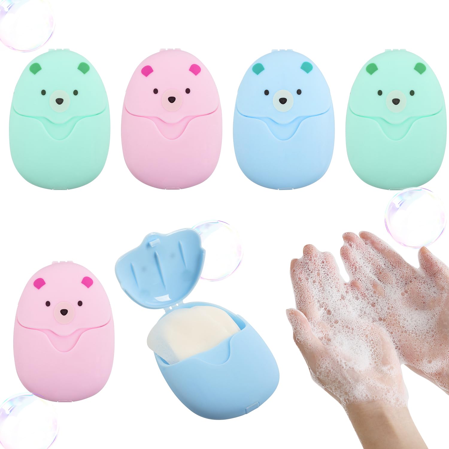 Unvtap 300 Sheets Travel Soap Sheets 6 Boxes Paper Soap Leaves, Backpacking Essentials Travel Soap Portable Soap for Travel Camping Outdoor Washing and Sports Class Children Cleaning