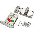 Mcredy Door Indicator Lock Latch Indicating Lock Door Bolt Latch Lock for Bathroom WC Public Restroom Toilet Stainless Steel Silver 1 Set