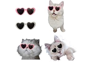 REJOPFAD Pet Cat Dog Doll Sunglasses, Kitty Funny Props Eyeglasses, Cosplay Photography Props Cute Sunglasses 2PCs Pink and White