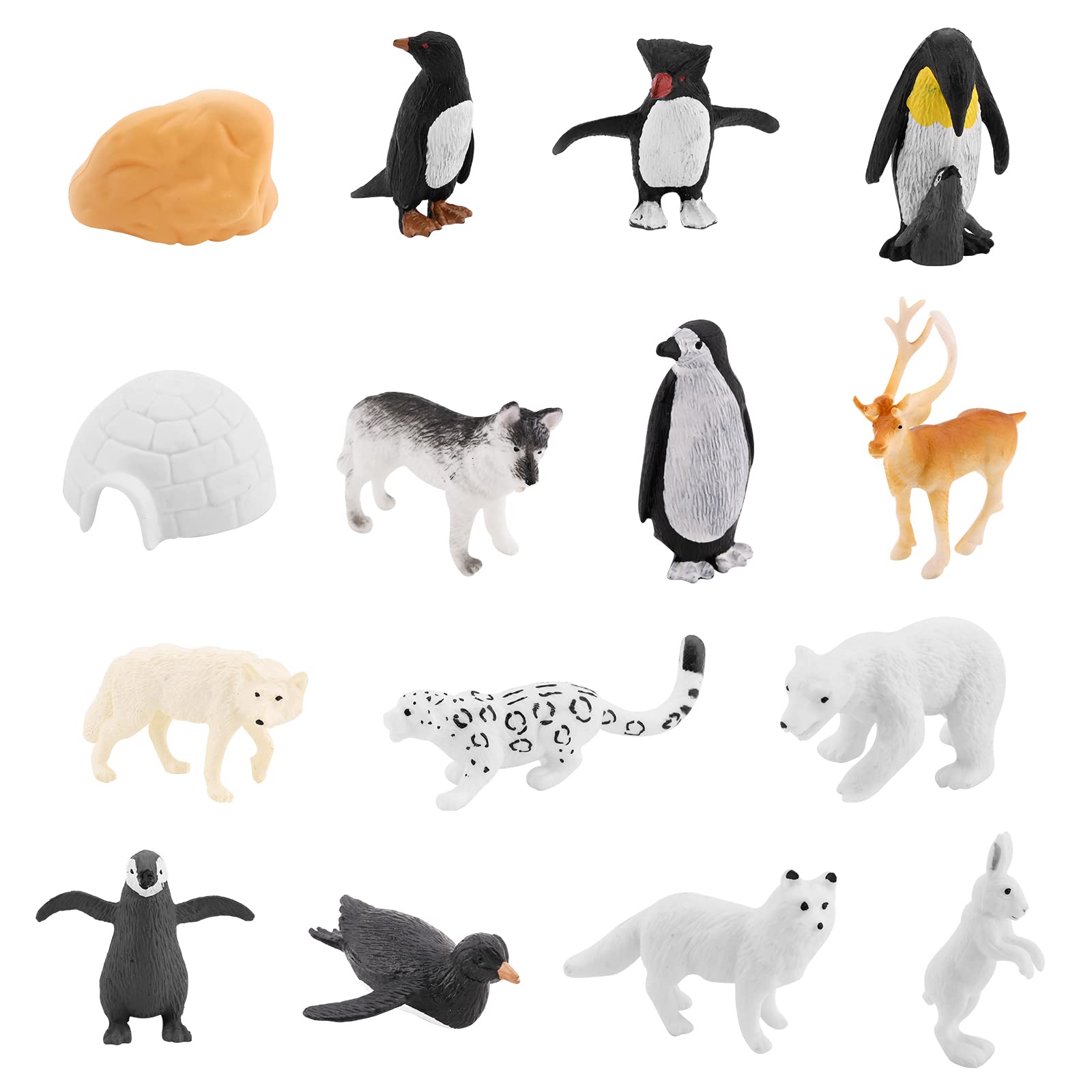 Gukasxi 15 Pieces Polar Animals Figurines, Arctic Animals Figures Set, Realistic Penguin Figurines Ocean Animal Model Birthday Gift Cake Toppers