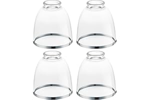 LYCUKYPAP Clear Glass Bell Shade with Silver Trim – 1.65" Fitter Opening – Replacement for Chandeliers, Wall Sconces, Vanity & Ceiling Lights – Classic Home Lighting Decor, 4 Pack