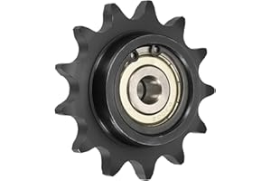 uxcell #50 Roller Chain Idler Sprocket, Type C 10mm Bore 5/8" Pitch 13 Tooth Tensioner with Double Bearing, Black Oxide Finis