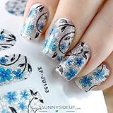 Born Pretty 1 Sheet Nail Wraps Elegant Blue Flowers Full Nail Sticker