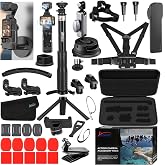 Accessories Kit for DJI Osmo Pocket 3/4 Creator Combo Case Magnetic Bracket Mount Selfie Stick Tripod Glass Screen Protector Suction Cup Chest Head Strap Backpack Clip Bundle for Pocket3 Pocket4 58E