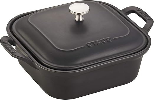 Amazon Com Staub Ceramics Square Covered Baking Dish 9 X 9 Matte Black Kitchen Dining
