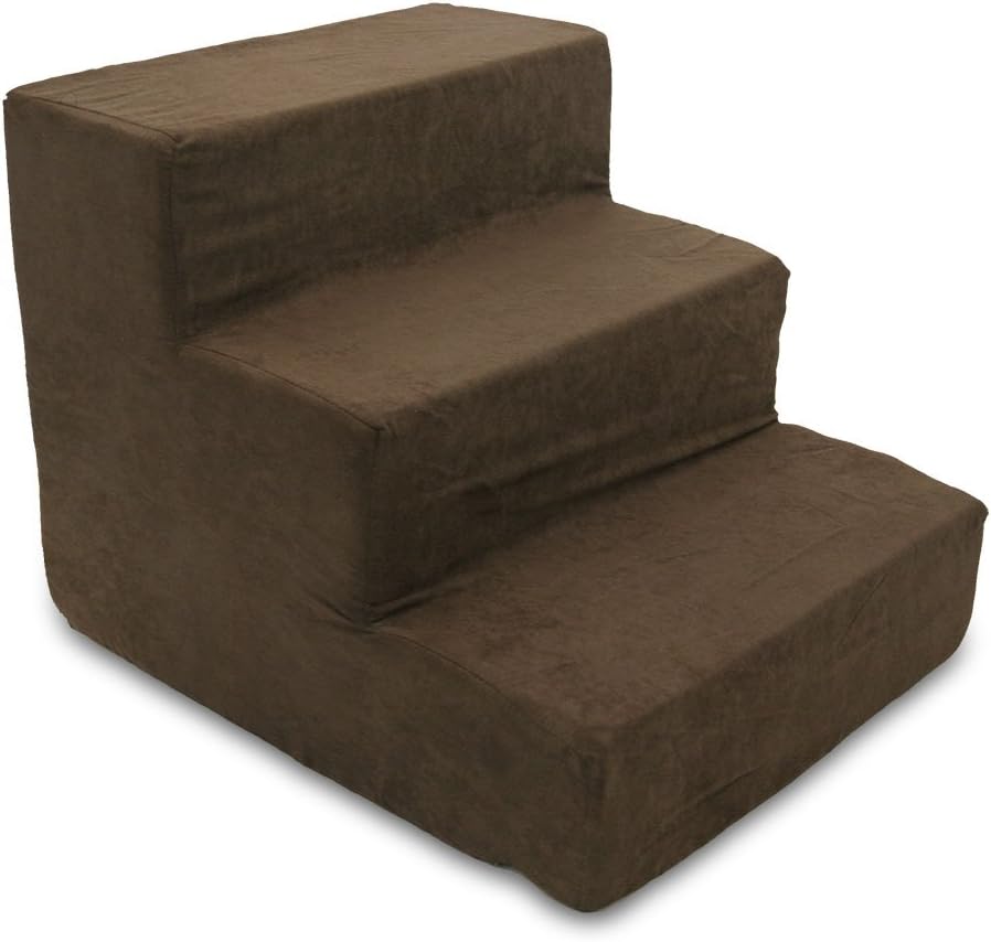 Made in USA Pet Steps/Stairs with CertiPUR-US Certified Foam for Dogs & Cats by Best Pet Supplies - Dark Brown, 3-Step (H: 13.5"), Model:ST200C-S : Pet Supplies