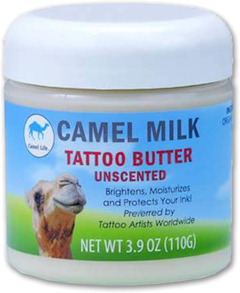 Camel Life/Camel Milk Tattoo Butter - Unscented/Tattoo moisturizing treatment butter/naturally protective restorative proteins/non-greasy Shea butter formulation / 3.9 oz tub