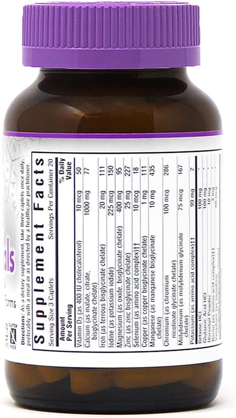 BlueBonnet Albion High Potency Chelated Multiminerals Caplets with Iron, 60 Count: Health & Personal Care