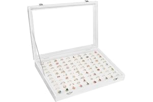 VICOTER Ring Organizer Tray 100 Slot Velvet Ring Earring Storage Box TranSparent Cover Jewelry Store Ring Display Box Jewelry Display Cabinet for Girl Wife Mother