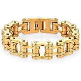 Pure 18k Gold Men'S Fashionable Personalized Bracelet Cuban Chain Bicycle Motorcycle Chain Hip-Hop Accessories Men'S Cool Bracelet Christmas Gift Box Valentine'S Day Gift Box