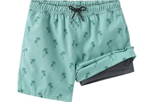 Dovio Boys Swim Trunks with Liner, UPF50+ Sun Protection Kids Swimming Shorts Toddler Quick Dry Beach Pool