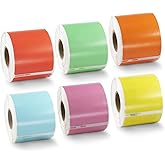 BETCKEY - Mixed Colored Label Replacement for Dymo 30323 (2-1/8" x 4") Name Badge Labels, Compatible with Dymo 450, 4XL & Zebra Desktop Thermal Printers [Green+Yellow+Red+Pink+Orange+Light Blue]