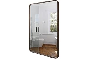 ANDY STAR Bronze Bathroom Mirror 30X40, Large Brushed Bronze Mirror for Wall, Rounded Rectangle Mirror Oil Rubbed Bronze, Bronze Vanity Mirrors in Metal Frame Hangs Horizontal Or Vertical