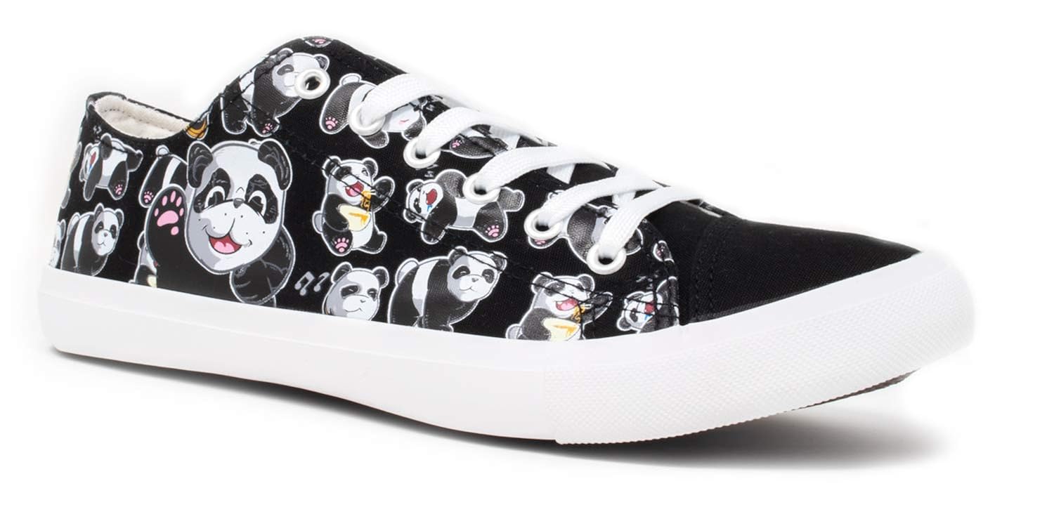 Panda Bear Sneakers | Cute Fun Gym Trainer Animal Canvas Tennis Shoe Women Men