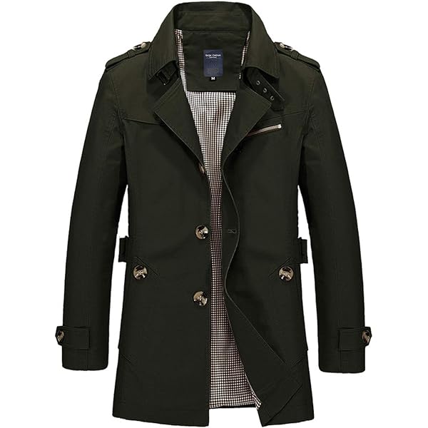 chouyatou Men's Slim Notched Collar Single Breasted Cotton Jacket