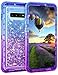 Coolden Case for Galaxy S10 Plus Cases Protective Glitter Case for Women Girls Cute Bling Sparkle Quicksand Heavy Duty Cover Hard Shell Shockproof TPU Case for Samsung Galaxy S10 Plus, Blue Purple