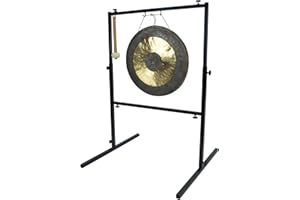 The Gong Shop 22" Chinese Chau Gong With Height Adjustable Stand/Authentic Chinese Chau Gong/Includes Gong Mallet & Hanging String/Hand Hammered Bronze Chinese Gong/Hand Select to Ensure Quality