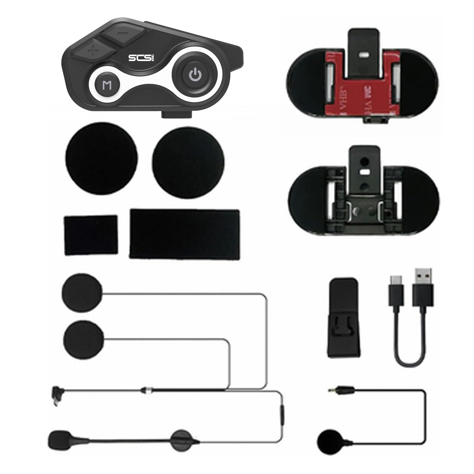 Motorcycle Bluetooth Intercom Helmet Headset with Music Sharing, Earphones for 2 Riders up to 1000M Communication, Waterproof IP67 with Handsfree, Stereo Music, GPS & 2 Mic Options, 1 Pac