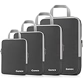 Gonex Compression Packing Cubes, 4pcs Expandable Storage Travel Luggage Bags Organizers (Deep Gray)
