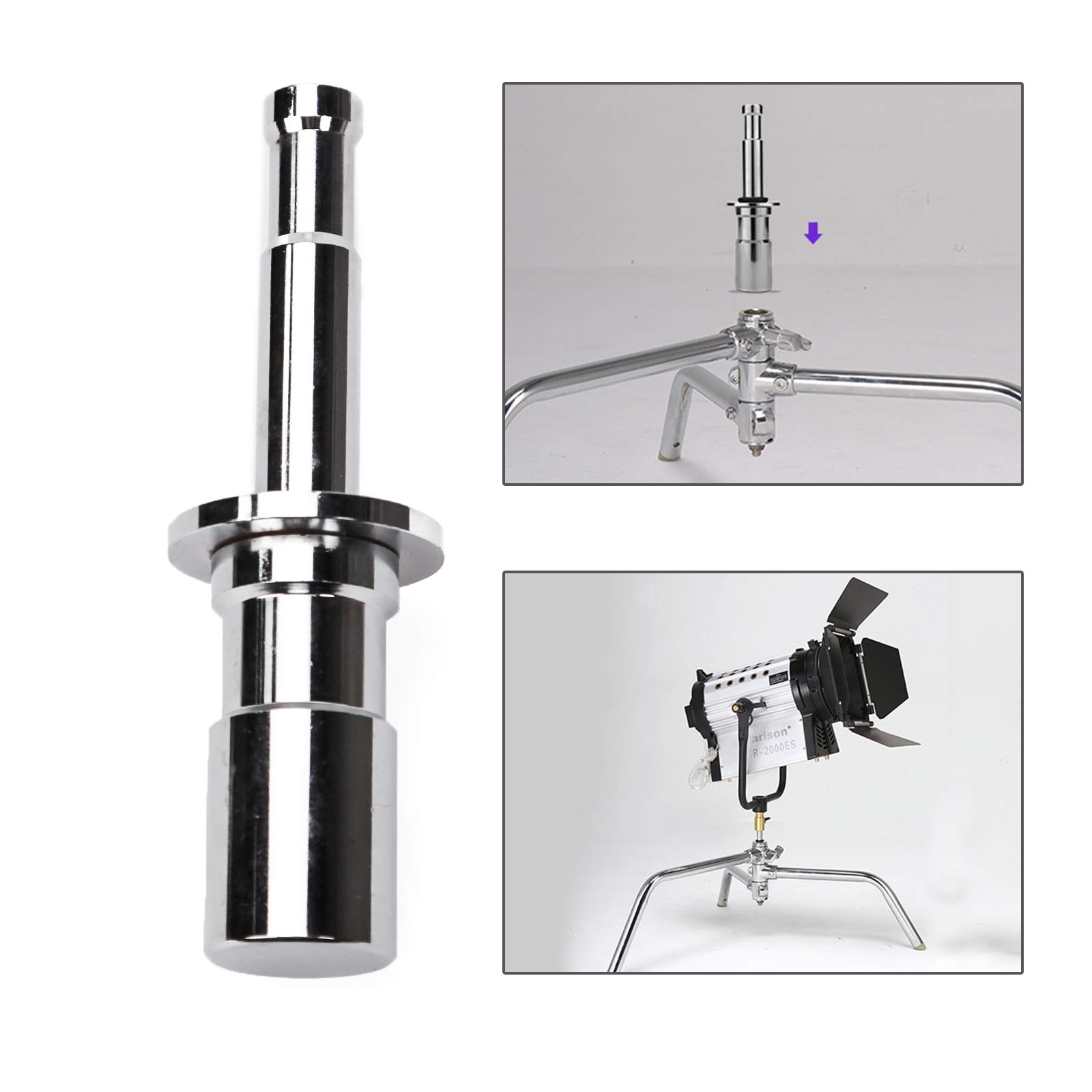 Light Stand Adapter 1/8" to 5/8" Stud Spigot Adapter for Photo Studio Light Stand C Stand Tripod Flash Light Spotlight Strobe Monolight