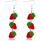Strawberry Earrings for Women Cute Sweet Strawberry Dangle Earrings Lovely Fruits Jewelry