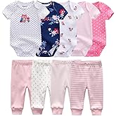 Kiddiezoom Baby Layette Set Baby Boys' 9-Piece Bodysuits Pants Set Toddler Girl Boy Unisex Baby Gift Sets