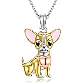 HUKKUN Chihuahua Necklace 925 Sterling Silver Chihuahua Jewelry Gifts for Women