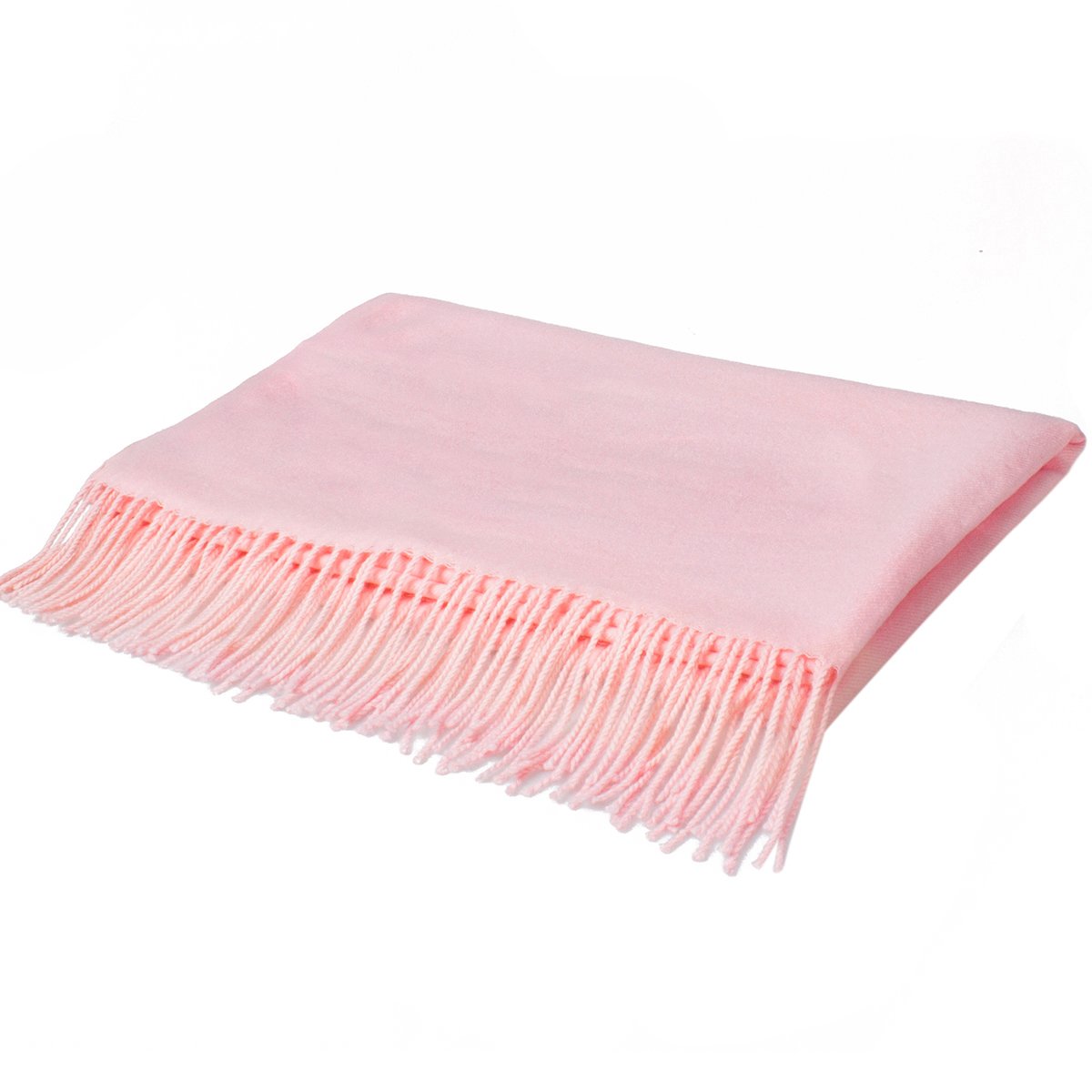EVRFELAN Women Winter Warm Scarf Soft Cashmere Fringe Tassel Pashmina Pure Color Shawl Stole Wrap (Pink)