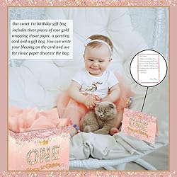 Rose Gold Happy 1st Birthday Gift Bag for One Year