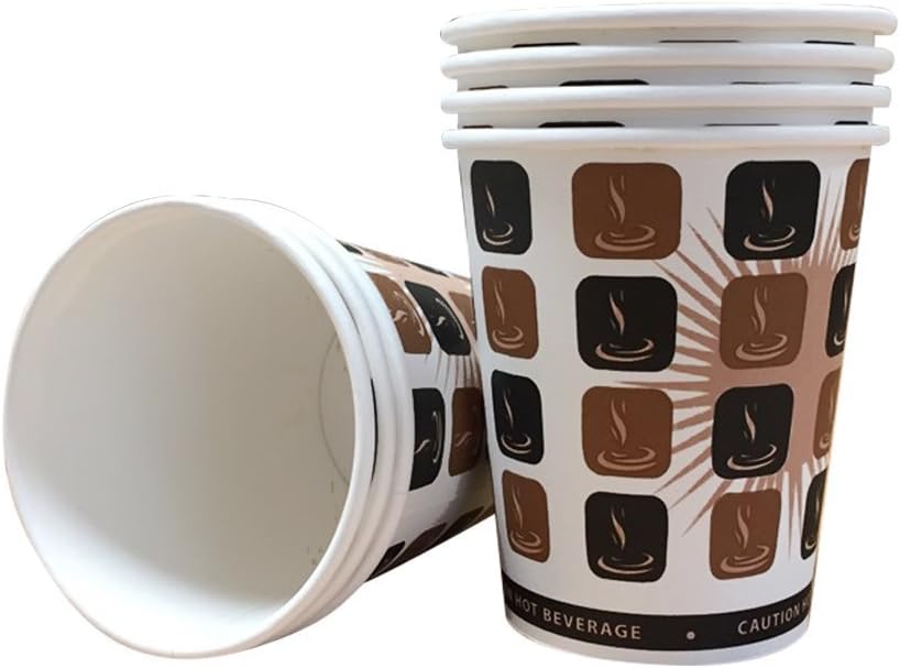 100 x 10oz (NL) Mocha Cafe Printed Paper Single Wall Disposable Tea Coffee Cappuccino Hot Drinks Cup