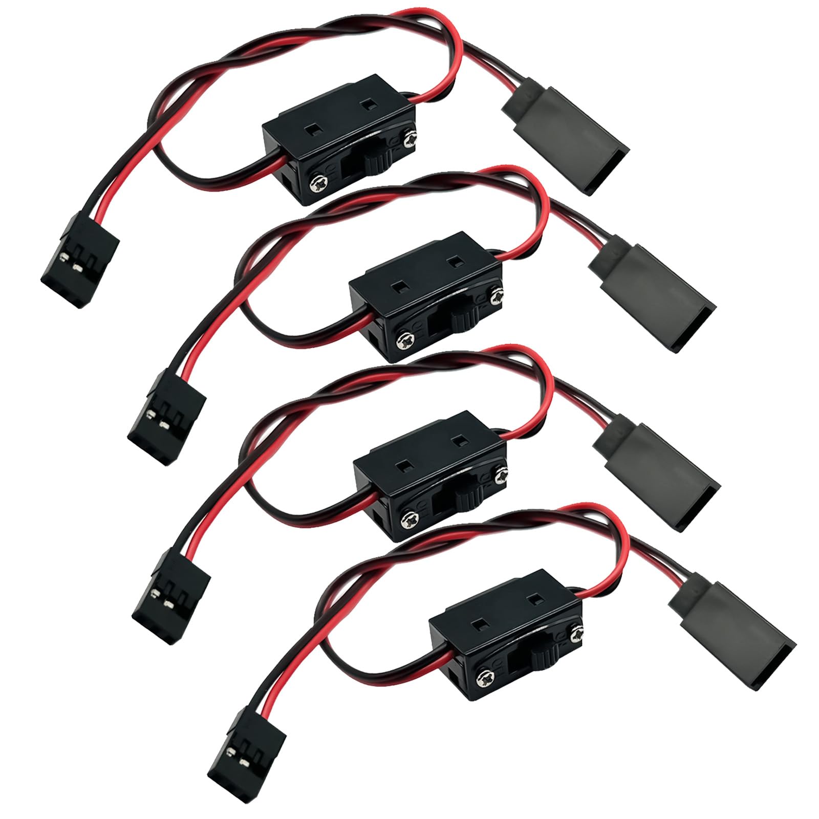 4Pack RC On Off Switch JR Futaba Style 2 Way Power for RC Cars Trucks Crawlers Off-Road Buggies