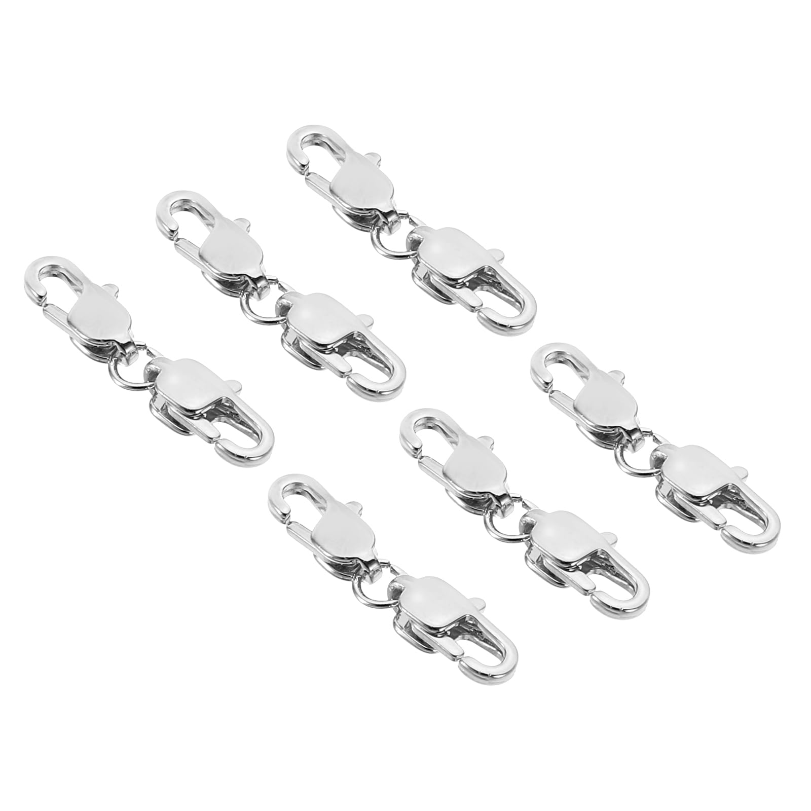 PATIKIL Double Lobster Clasp, 6 Pack Necklace Clasps and Closures Necklace Extender for DIY Jewelry Repair Kit Bracelet Closing, Silver