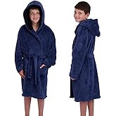 Hooded Plush Robe For Boys- Fluffy Winter PJ Robe With Pockets, Hoodie & Belt- Boys And Teens’ Ultra-Soft Bathrobe